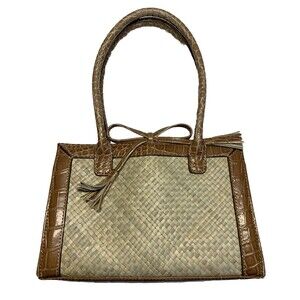 Liz Claiborne Y2K 2000s Style Straw Handbag Vintage Mini Purse EUC